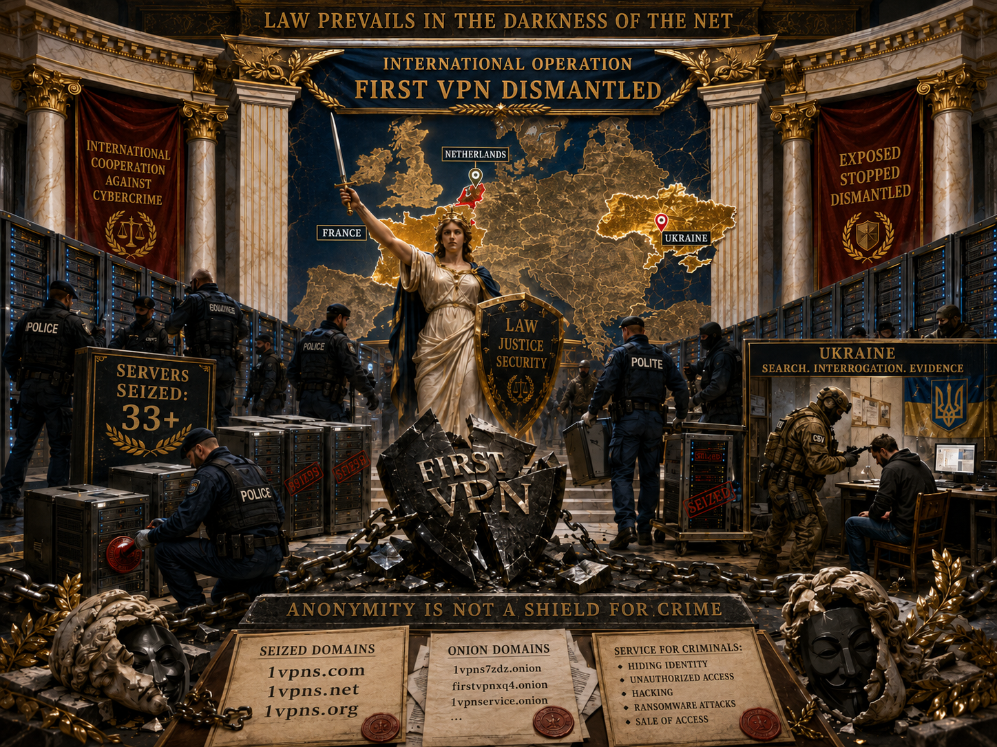 International police dismantle “First VPN,” a service used by ransomware actors.