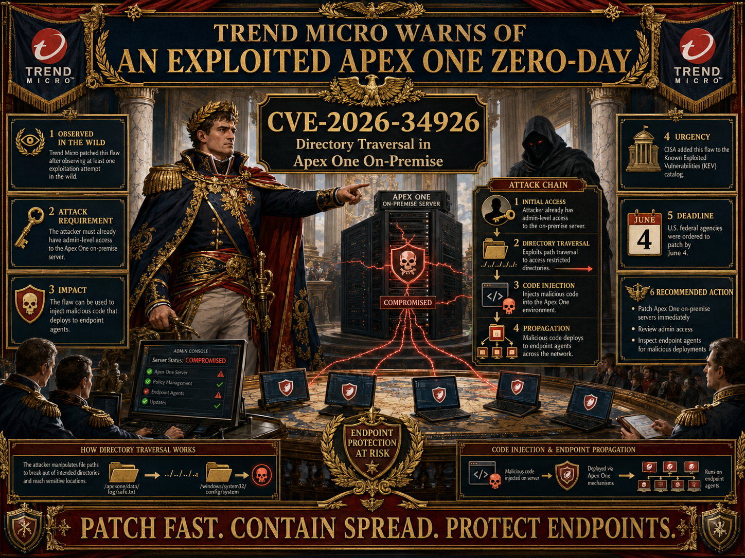 Trend Micro warns of an exploited Apex One zero-day.